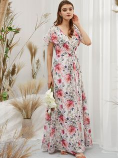 Blush Pink Maxi Dress, Floral Frocks, Mothers Dresses, Floral Print Maxi Dress, Formal Gown, Gowns With Sleeves, Pink Maxi Dress, Party Gowns, Inspired Dress