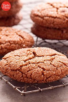 some cookies are cooling on a wire rack