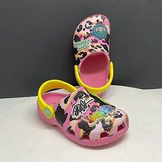 Crocs Shoes Girls 9 Toddler Classic Clog Ron English Party Animals Pink Lemonade  | eBay Cute Synthetic Clogs For Playtime, Fun Multicolor Non-slip Clogs, Playful Pink Summer Clogs, Casual Slip-on Clogs For Party, Casual Slip-on Party Clogs, Casual Party Slip-on Clogs, Fun Multicolor Clogs For Spring, Summer Clogs With Round Toe For Playtime, Playful Clogs With Round Toe For Playtime