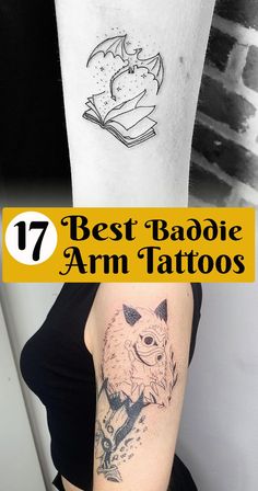 the best badie arm tattoos for men and women in their arms, with text overlay