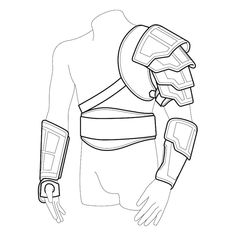 an outline drawing of the back of a man's torso with arm braces