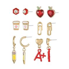 Head back to school with this adorable Packed Party Teacher's Pet Earring Set! Crafted with meticulous attention to detail, this set of six school themed earrings features vibrant colors, a gold-tone finish, and gemstone accents. Whether you're a student, teacher, or simply a fan of fun jewelry, these earrings are sure to make a statement! Packed Party makes everyday a party with its unique, affordable, and experiential products designed in Austin, TX. Woman-owned and inspired by bright colors, endless confetti, and the idea of celebrating the little things in life make this brand the positive and fun force people have come to know and love. With a dedicated following of Party Girls and celebrities alike on social media, Packed Party believes in being kind enough to share the party with ot Teacher Earrings, Teacher's Pet, Wood Dangle Earrings, Create Your Own World, Teachers Pet, The Little Things In Life, Little Things In Life, Fun Jewelry, Earring Bundle