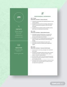 a green and white resume template