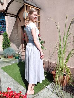 "Write the selected color in the message Handmade sand linen long skirt with pockets , perfect for casual wear and suitable for any occasion in any season Details: - 100% natural linen produced in Europe ; - medium weight (180 gram per square meter); - color: could be any from our colors catalog (color samples at the photo); Made to order, approximately a few days, If you have any questions please message me and I will be glad to answer. Size guide : Size XS Bust: fits bust around 33\"-34\"/ 84- Summer Linen Skirt For Day Out, Summer Linen Maxi Skirt For Day Out, Flowy Linen Maxi Skirt For Day Out, Summer Linen Dress With Lined Skirt, Summer Linen Maxi Skirt In Relaxed Fit, Summer Relaxed Linen Maxi Skirt, Summer Linen Maxi Skirt Relaxed Fit, Beach Linen Flared Skirt, Beach Linen Gathered Skirt