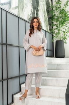 Make an everlasting impression this summer season with our lovely grey cotton ensemble, enhanced with laces and appliques. The dotted stitching gives this piece a finely stitched look. Latest Summer Fashion, Summer Basics, Fashion Now, Grey Cotton, Summer Season, Cotton Dresses, Summer Looks, Fashion Games, Summer Fashion