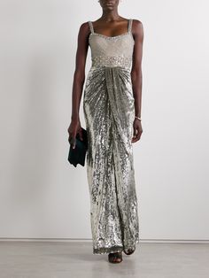 Often worn to red carpet events, Jenny Packham's glamorous eveningwear is decorated with eye-catching embellishments that ensure you get noticed at any event. This 'Only You' gown is made from tulle adorned with beads and crystals along the bodice. The draped skirt is saturated in sequins that beautifully reflect light, while the internal padding and satin lining ensure a smooth fit and gentle support. Jenny Packham Dresses, Dress Flats, Flat Dress Shoes, Floral Dresses Short, Draped Skirt, Jenny Packham, Tulle Gown, Swimsuit Dress, Swimsuit Shops