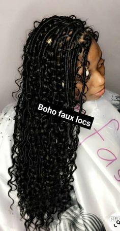 Knotless Faux Locs, Boho Faux Locs, Curly Faux Locs, Faux Locks, Braid Wig, Faux Locs Hairstyles, African Hair Braiding Styles, Box Braids Hairstyles For Black Women, Braids Hairstyles Pictures