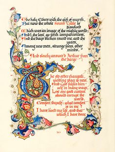 an illuminated manuscript with decorative designs and writing