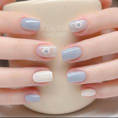 White And Light Blue Nail Designs, Simple Gel Nails Blue, Blue Bridal Nails, Minimal Nails Design, Soft Blue Nails, Cute Baby Blue Nails, Simple Blue Nails, Light Blue Nail Ideas, Classy Red Nails