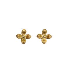 Delicate 18k gold-plated brass flower studs_m donohue collection Gold Hypoallergenic Flower Earrings, Hypoallergenic Gold Flower Earrings, Antique Floral, Gold Stud Earrings, Fort Worth Texas, Gold Stud, Delicate Flower, Floral Motifs, Gold Plated Earrings