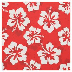 a red and white flower print fabric