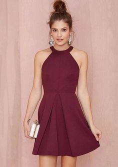 Satin Homecoming Dress A-Line Halter Burgundy Short Mini Keyhole - Princessly Homecoming Dresses Under 100, Burgundy Homecoming Dress, Burgundy Formal Dress, Cheap Homecoming Dresses, 파티 드레스, Graduation Dresses, Maroon Dress, Burgundy Prom Dress, Short Prom Dress