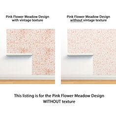 the pink flower meadow wallpaper is shown in three different stages