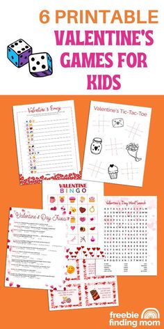 printable valentine's games for kids with dices and hearts on the side