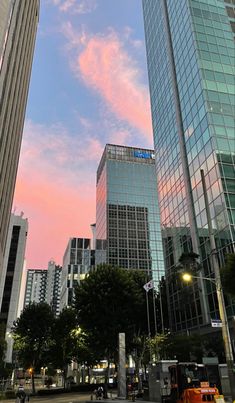 the sky is pink and blue in this city