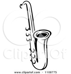 a black and white drawing of a saxophone on a white background posters, art prints