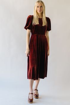 Step into the spotlight with The Tavita Velvet Midi Dress! This rust-colored dress features sumptuous velvet fabric and a flattering midi length. With its unique and eye-catching design, you'll be sure to turn heads and make a statement at any event. Get ready to steal the show in this statement-making piece! Details self: 95% polyester + 5% spandex lining: 100% polyester Fabric Care Guide Here Sizing & Fit Measurements are approximate and taken while laying flat across the front. Not doubled. s Piper And Scoot, Winter Maternity, Bow Sweater, Velvet Midi Dress, Cardigan Jacket, Velvet Fabric, Get Ready, Midi Length, Fabric Care