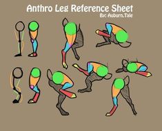 an animation character with different poses and body shapes, including the arms and legs as well as