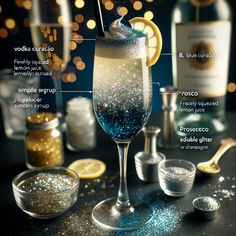 the ingredients for a sparkling champagne cocktail