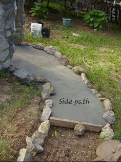 a stone path with the words side path written on it