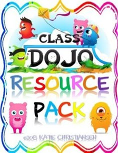 a poster with the words class do joo resources pack in front of colorful monsters