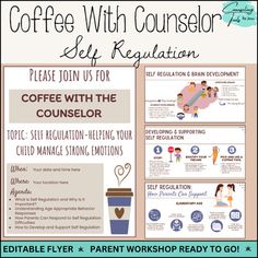 coffee flyer with instructions for self regulation and other activities to help children learn how to use it