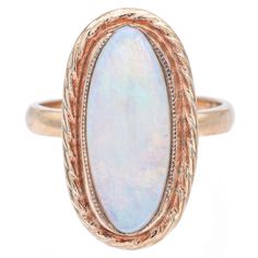 Weight: 5.5 Grams Stone: Opal 3.58 Ct (18.5x8.5x4 mm)  Face of Ring: 21.7 x 12.2 mm Ring Size: 7 Hallmark: 14k ITEM #:BR-1216-030524-14 Antique Jewelry Rings, Eternity Band Ring, Pocket Watches, Sterling Silver Necklace Pendants, Pendant Bracelet, Oval Cabochon, Ring Size 7, Cocktail Ring, Pink Sapphire