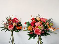 Tropical Wedding Bouquets With Bright Colors, Summer Wedding Bridal Bridesmaid Bouquets, Tropical Theme Wedding Flowers, Protea Bouquets - Etsy Tropical Wedding Arch, Tropical Theme Wedding, Tropical Bridal Bouquet, Orange Champagne, Tropical Wedding Bouquets, Protea Bouquet, Tropical Wedding Theme, Dusty Pink Weddings, Tropical Flower Arrangements