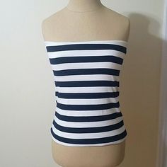 H&M Basic Tube Top. Xs White And Blue. New. No Tag White Fitted Nautical Tops, Fitted White Nautical Tops, Everyday Bag Essentials, Sailor Costume, Striped Tube Top, Bag Essentials, Cute Everyday Outfits, Everyday Bag, Story Time