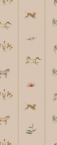 a wallpaper with animals and plants on the side of it in different stages of development