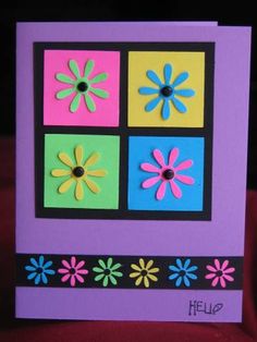 a colorful card with flowers on it