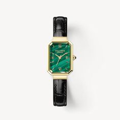 Ms. Lola Malachite Watch – Lola Rose Elegant Green Watch Accessories With Subdials, Elegant Green Watch With Metal Dial, Elegant Green Watches With Rectangular Dial, Formal Green Watch Accessories With Rectangular Dial, Green Rectangular Watches For Formal Occasions, Elegant Green Watch As A Gift, Elegant Green Watch For Gift, Elegant Green Rectangular Watch, Elegant Green Rectangular Watches