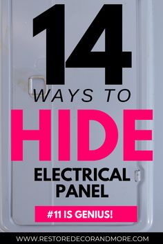 Diy Hide Electrical Panel, Ideas To Cover Up Electric Panel, Cover For Breaker Box Diy, How To Disguise Wall Plugs, Ways To Cover Breaker Panel, Laundry Room With Electrical Panel, Ways To Cover Electrical Box Inside, Hiding Wires In Basement Ceiling, Door To Hide Electrical Panel