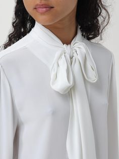 Find PINKO Shirt on Editorialist. Shirt PINKO Woman color White White Spread Collar Blouse For Fall, Elegant Fall Tops With Spread Collar, Elegant Spread Collar Tops For Fall, Office Silk Top With Collar, Silk Office Top With Collar, Luxury Formal Summer Tops, Luxury Formal Tops For Summer, Designer Silk Tops For Work, White Fitted Silk Shirt