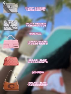 the back side of a woman's purse with her name and description on it