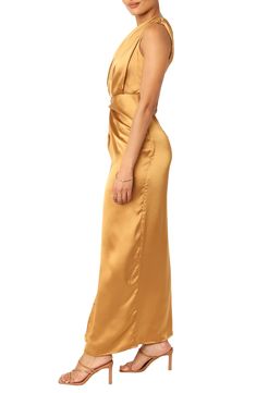 This sleek shoulder-baring maxi is crafted from rich satin and accented with a stem-showing side vent. Hidden back-zip closure One-shoulder neck Side vent Partially lined 100% polyester Hand wash, dry flat Imported Satin Maxi, Satin Maxi Dress, Nordstrom Dresses, Black Tie, One Shoulder, Hand Wash, Sleek, Nordstrom, Maxi Dress