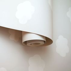 a roll of toilet paper is hanging on the wall