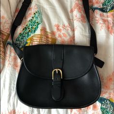 In Great Condition, Practically Brand New! Classic Satchel Saddle Bag With Dust Bag, Timeless Black Shoulder Bag For Shopping, Chic Black Saddle Bag For Shopping, Black Saddle Bag With Detachable Strap For Shopping, Classic Saddle Bag For Shopping, Black Saddle Bag For Shopping, Timeless Black Saddle Bag For Travel, Elegant Black Shoulder Bag With Brass Hardware, Timeless Black Satchel Saddle Bag