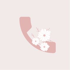 a pink phone with white flowers on it