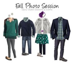 three people standing next to each other in front of a white background with the words fall photo session