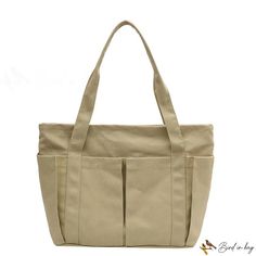 Bird in Bag - New multi-pocket canvas bag large capacity shoulder tote bag female students Large Capacity Khaki Cotton Shoulder Bag, Beige Canvas School Bag, Khaki Cotton Shoulder Bag For School, Large Capacity Cotton Shoulder Bag For School, Trendy Canvas Bag With Multiple Pockets, Casual Beige Diaper Bag With Large Capacity, Canvas Tote Shoulder Bag With Pockets, Canvas Tote Satchel With Pockets, Large Capacity Khaki Canvas Bag For School