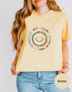 Happy Homeschool, Happy Mama Happy Homeschool Tshirt, Homeschool Tshirt, Homeschool Apparel .: 100% ring-spun US cotton .: Heavy fabric (6.1 oz/yd² (206.8 g/m .: Boxy fit .: Sewn-in twill label Yellow Letter Print T-shirt For School, Yellow Cotton T-shirt For School, Yellow Crew Neck T-shirt For School Spirit, Yellow Cotton T-shirt For School Spirit, Homeschool Tshirt, Happy Mama, Shirt Price, G M, Heavy Fabric