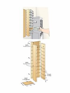 the diagram shows how to build a bookcase