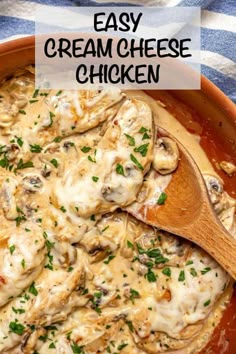 an easy cream cheese chicken recipe in a skillet