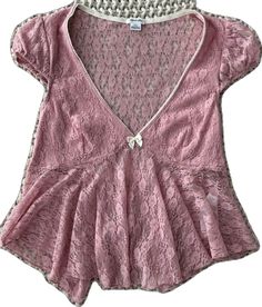 Cute V-neck Tops For Loungewear, Cute V-neck Top With Lace Trim, Fitted V-neck Coquette Tops, Cute Lace Trim Tops For Loungewear, Pink Fitted Blouse For Loungewear, Fitted Pink Blouse For Loungewear, Lace Babydoll, Kimchi Blue, Babydoll Top