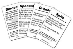 three cards with words on them that say,'dinosa spaces'and'dragon '