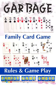 the family card game rules and game play is displayed in front of a white background