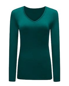 PRICES MAY VARY. Product Type - T-shirts Neckline - V Neck Top length from back of Neck approximately 26 inches (66cm) Soft Stretchy Comfortable Material. Available In Black, Teal, Turquoise, Jade Green,Coral Red, Nude, White, Brown, Charcoal, Grey, Royal Blue, Navy, Fuschia, Purple, Wine, Khaki Colours.  Long sleeve v neck t shirts for women uk plus size   These Women’s Long Sleeve tops are Made from Soft Stretchy Comfortable Material (95% Viscose, 5% Elastane). These women's T-Shirts are the best option for everyday use when you just want to throw something on and go. The perfect combination of comfort and style. It is Slim Fit and Stretchy. Approximately Length: 26 Inches.   Perfect Casual Wear: Long Sleeve V Neck T-Shirts Vest Top are perfect choice for casual wear. It is lightweight & Turquoise Tshirt, Ladies Long Top, Short Pencil Skirt, Purple Wine, Silky Texture, Tshirt Women, Plain Tops, T Shirt Vest, Vibrant Colours