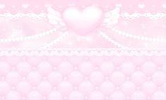 a pink wallpaper with hearts and angel wings on the top of it, in front of a light pink background