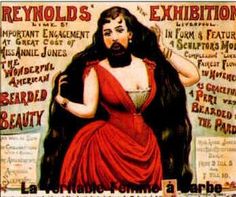 an old poster with a woman in a red dress and long black hair, holding her hands behind her back